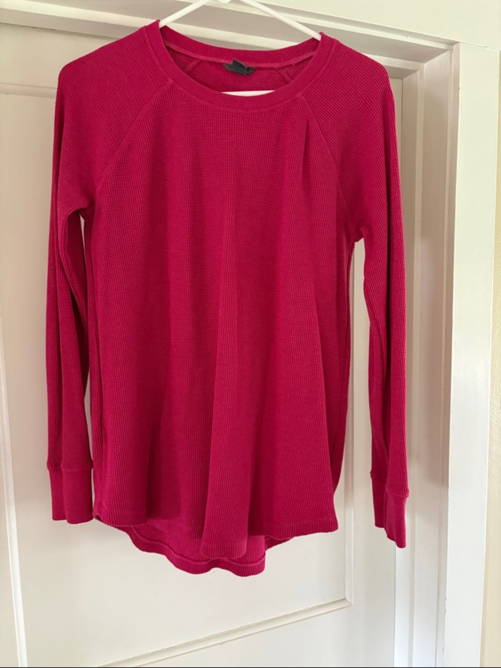 Eddie Bauer Hot Pink Waffle Knit Long Sleeve Top